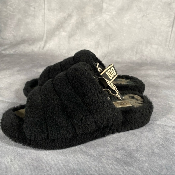 UGG Women's Fluffita Platform Sheepskin Slipper Slides Shoes  w/ Strap Size 9 - Picture 3 of 7